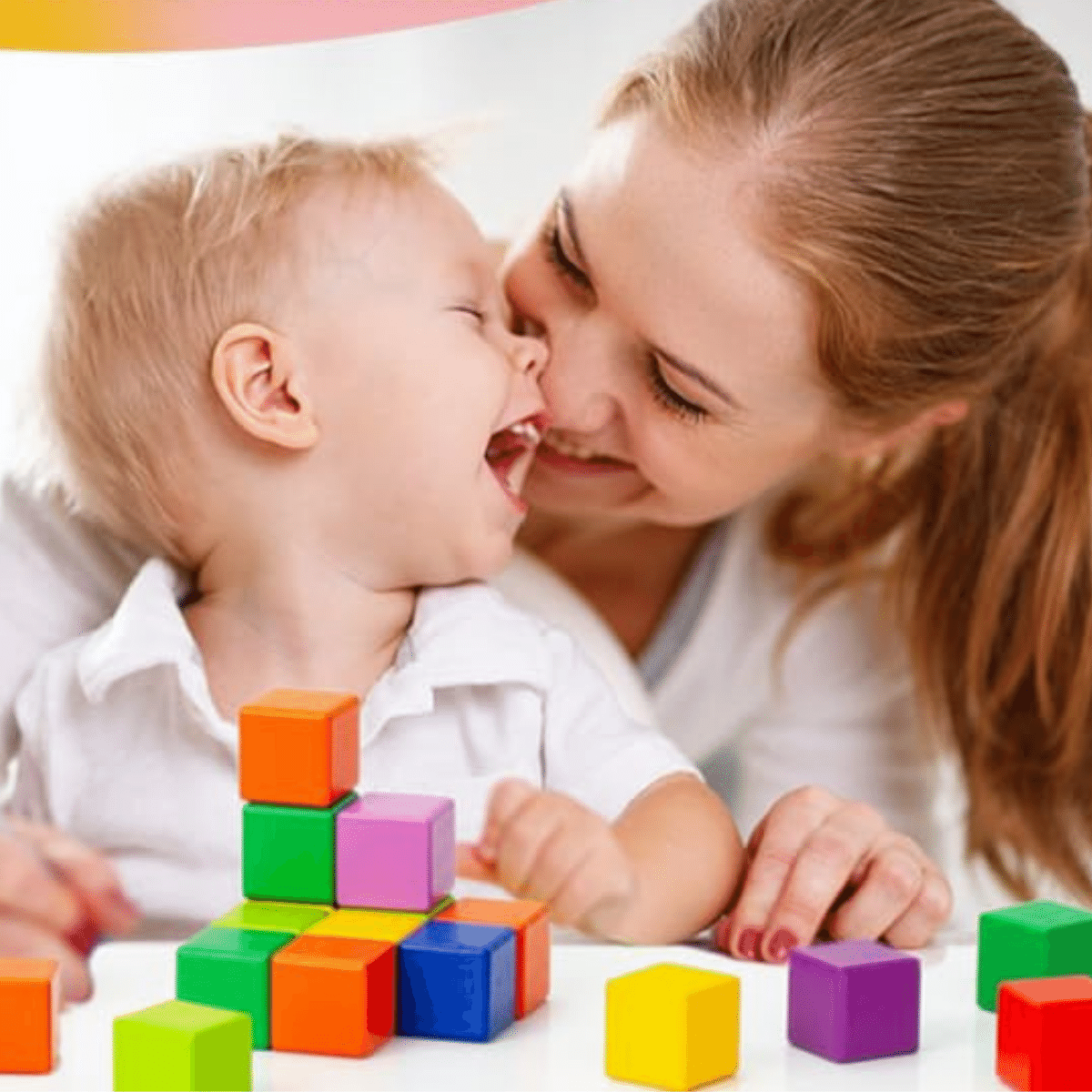 סט קוביות ערימה חינוכיות בצבעי הקשת – תמונת מוצר