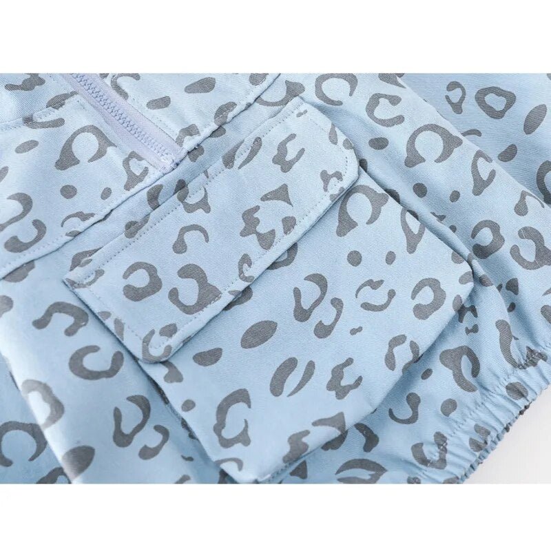 סט טרנינג בהדפס נמר לילדים בגיל 0-4 שנים – כחול