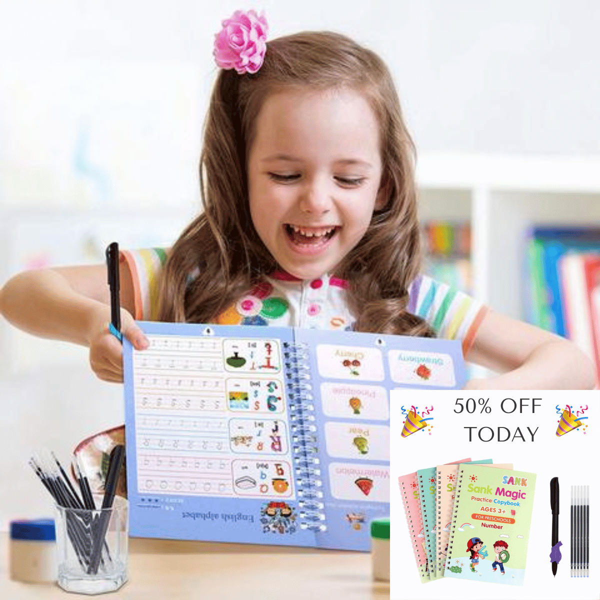 חוברות העתקה קסומות לילדים Mola – כל 4 הספרים + עט אחד + 5 מילויים